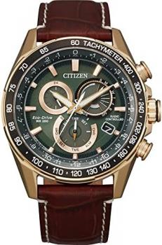 Citizen Men's Eco-Drive Chronograph Brown Leather Strap Watch CB5919-00X