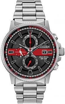 Citizen Men's Thin Red Line Watch Chronograph 200M WR Eco Drive CA0299-57E