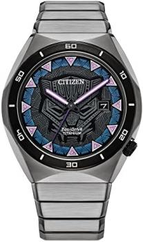 Citizen Men's Eco-Drive Marvel Black Panther Watch in Super Titanium, Black Panther Art Multi-Color Dial (Model: AW1668-50W)