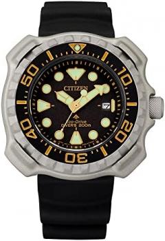 Citizen Men's Eco-Drive Promaster Sea Dive Watch in Super Titanium with Black Polyurethane Strap, Black Dial (Model: BN0220-16E)