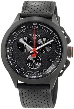 Tissot Mens T-Race Cycling Vuelta 2022 Special Edition 316L Stainless Steel case with Black PVD Coating, Carbon Composite Quartz Watch, Black, Leather, 22 (T1354173705102)