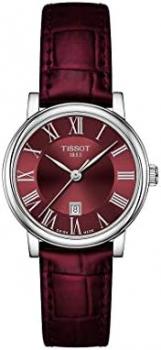 Tissot womens Carson Quartz 316L stainless steel case Dress Watch Burgundy T1222101637300