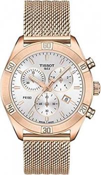 Tissot womens PR 100 Sport Chic Stainless Steel Casual Watch Rose Gold T1019173303100