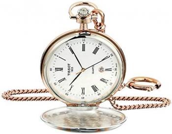 Tissot unisex-adult Savonnette Brass Pocket Watch Rose Gold & Silver T8624102901300
