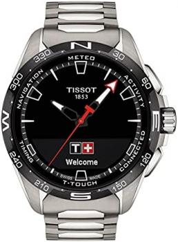 Tissot Unisex T-Touch Connect Solar Antimagnetic Titanium Case Swiss Tactile Quartz Watch with Strap, Grey, 23 (Model: T1214204405100)