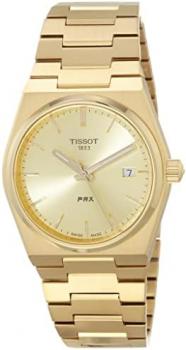 Tissot Unisex PRX 35mm 316L Stainless Steel case with Yellow Gold PVD Coating Quartz Watch, Yellow, Stainless Steel, 11 (T1372103302100)