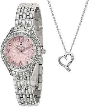 Bulova Heart Necklace And Ladies Watch - Stainless Steel