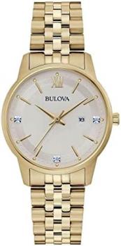 Bulova 97L155 Women's Gold Tone Stainless Steel Gold with Date 3-Hand Analog Watch