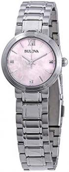 Bulova Women's 96P165 Stainless Steel and Diamond Watch with a Pink Mother of Pearl Dial