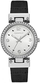 Caravelle by Bulova Dress Quartz Ladies Watch, Stainless Steel with Two-Tone Leather Strap, Two-Tone (Model: 43L208)