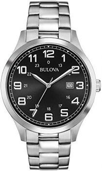 Bulova Dress Black Dial Stainless Steel Mens Watch 96B274