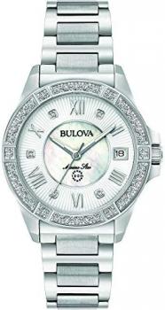 Bulova Women's Marine Star Quartz Watch with Stainless Steel Strap, Silver, 15 (Model: 96R232)