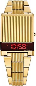 Bulova Men's Computron Quartz Watch with Stainless Steel Strap, Gold, 22 (Model: 97C110)