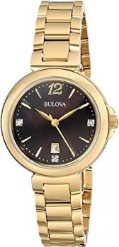 Bulova Women's 97P107 Diamond Gallery Analog Display Japanese Quartz Yellow Watch