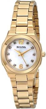 Bulova Women's 97P109 Diamond Gallery Analog Display Japanese Quartz Yellow Watch