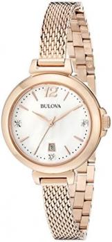 Bulova Women's 97P108 Diamond Gallery Rose Gold-Tone Stainless Steel Watch