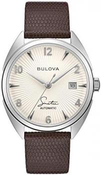 Bulova Men's Frank Sinatra 'Fly Me to The Moon' Brown Leather Strap and Silver-White Dial Watch 96B347