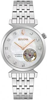 Bulova Women's Regatta Diamond Automatic Stainless Steel Open Aperture Watch, Mother of Pearl Dial Style: 96P222