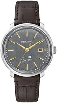 Bulova Mens Frank Sinatra The Best is Yet to Come Silver-Tone Stainless Steel Leather Strap Watch
