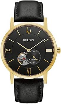Bulova Men's Classic Dress 3-Hand 21- Jewel Automatic Watch, 42 Hour Reserve, Hack Feature, Sub-Second Hand, Open Aperture Dial, Exhibition Case Back, 42mm