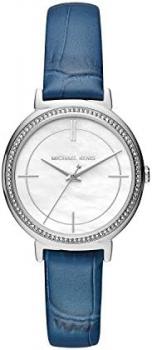 Michael Kors MK2661 Cinthia Stainless-Steel and Denim Blue Leather Three-Hand Watch