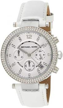 Michael Kors Women's Chronograph Parker White Leather Strap Watch 39mm Mk2277