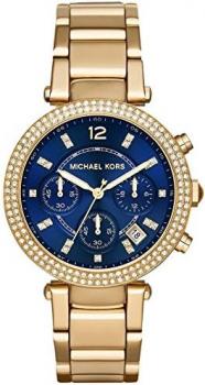 Michael Kors MK6262 Gold Parker Chronograph Blue DIAL Womens Watch