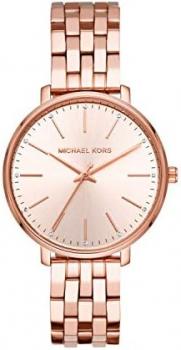 Michael Kors Women's Pyper Stainless Steel Quartz Watch with Stainless-Steel-Plated Strap, Rose Gold, 16 (Model: MK3897)