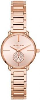 Michael Kors Women's Portia Stainless Steel Analog-Quartz Watch with Stainless-Steel Strap, Rose Gold, 12 (Model: MK3839)
