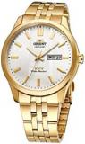 Orient Tristar 3 Star Automatic Watch for Men, Classic White Dial Golden Dress Watch Stainless Steel SAB0B007WB