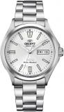 Orient Tristar 3 Star Automatic Watch for Men, Classic White Dial Dress Watch Stainless Steel RA-AB0F12S19B