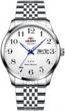 Orient Tristar 3 Star Automatic Watch for Men, Classic White Dial Blue Hands Dress Watch Stainless Steel RA-AB0002S0BD-