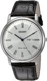 Orient Men's 'Capital Version 2' Quartz Stainless Steel and Leather Dress Watch,...