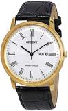 Orient FUG1R007W6 40mm Gold Plated Stainless Steel Case Black Calfskin Mineral Men's Watch