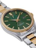 Orient Star Basic Power Reserve Two Tone Gold Green Dial Sapphire Glass Watch RE-AU0405E