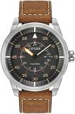Citizen Men's Analogue Quartz Watch with Leather Strap AW1360-12H