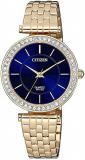 Citizen Quartz Crystal Blue Dial Gold-Tone Ladies Watch ER0213-57L