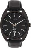 Citizen Quartz Black Dial Black Leather Men's Watch BI5095-05E