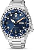 Citizen NH8389-88L Men's Stainless Steel Blue Dial 100M WR Day Date Automatic Watch