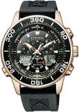 Citizen Perpetual Alarm World Time Chronograph Analog-Digital Black Dial Men's Watch JR4063-12E