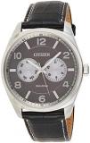 Citizen Eco-Drive Corso Quartz Mens Watch, Stainless Steel with Leather strap, Classic, Black (Model: AO9020-17H)