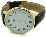Q&Q Ladies Mens Elegant Casual Easy Read Number Water Resistance Leather Band Fashion Watch Thin Case