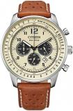 Citizen Eco-Drive Chronograph Beige Dial Brown Leather Men's Watch CA4500-16X