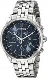 Citizen Eco-Drive CA0647-52L Mens Silver Chronograph Stainless Steel Band Blue Sunray Quartz Dial Watch