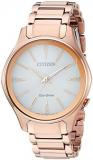 Citizen Eco-Drive Casual Quartz Womens Watch, Stainless Steel, Pink Gold-Tone (Model: EM0593-56A)