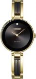 Citizen Women's Eco-Drive Modern Axiom Watch in Gold-Tone Stainless Steel, Black Dial (Model: EX1539-57E)
