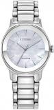 Citizen Women's Eco-Drive Axiom Silver Stainless Steel Watch, Blue Dial (Model: EM0731-54N)