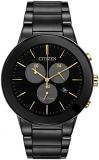 Citizen Men's Eco-Drive Modern Axiom Chronograph Watch in Black Ion Plated Stainless Steel, Black Dial (Model: AT2248-59E)