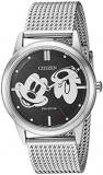 Citizen Eco-Drive Disney Quartz Unisex Watch, Stainless Steel, Mickey Mouse, Silver-Tone (Model: FE7060-56W)