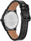Citizen Eco-Drive Garrison Quartz Mens Watch, Stainless Steel with Leather strap, Field watch, Black (Model: BM6835-15E)